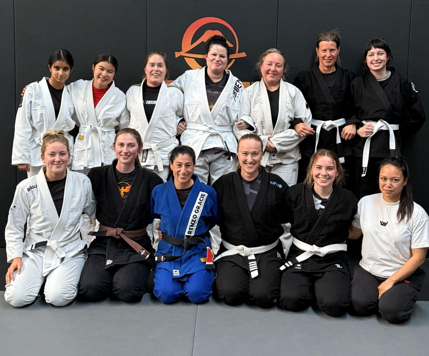 Women training Brazilian Jiu-Jitsu at Phoenix Training Centre Bacchus Marsh